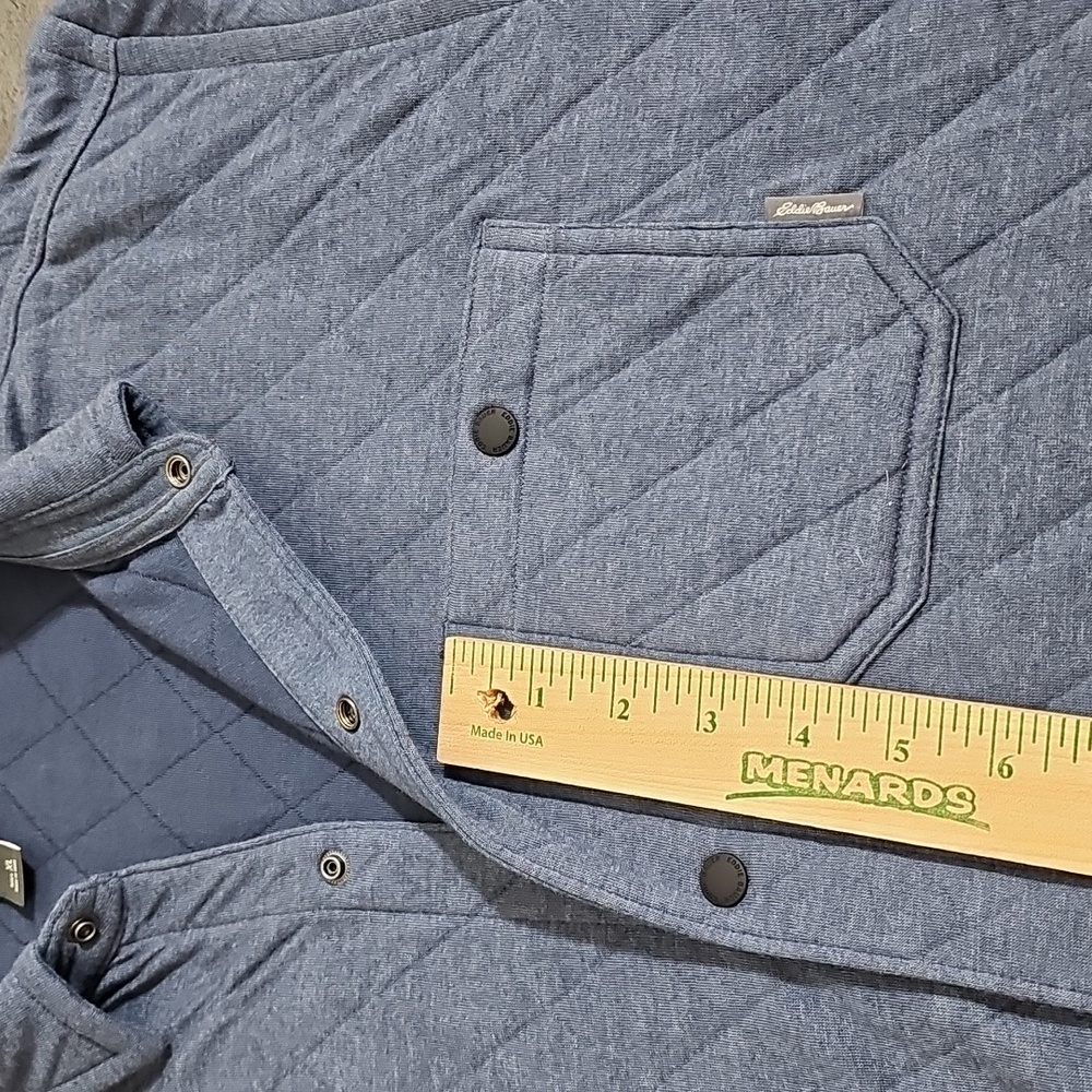 Eddie Bauer Shirt Jacket Quilted Shacket Chore Jacket Outdoor Blue Size L - Picture 7 of 9